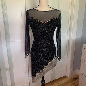 Black With Silver Latin/Rhythm Competition Dress Size Small